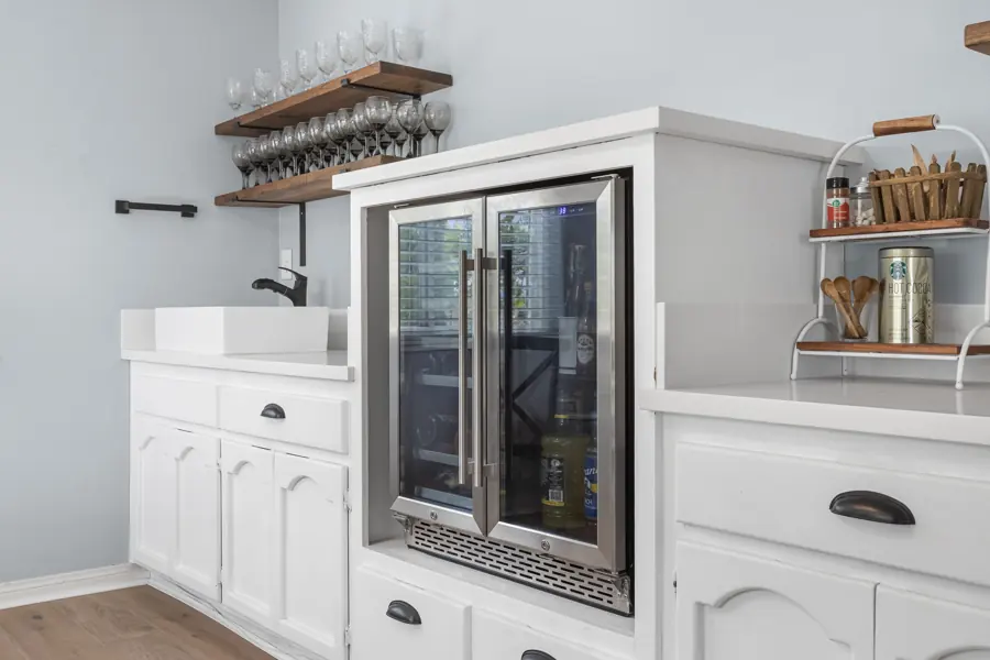 Wet bar and wine refrigerator